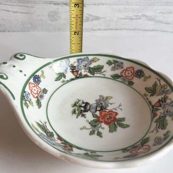 Vintage Shenango Deluxe China Bowl Dish With Chinese Vase And Floral Pattern - Picture 9 of 9